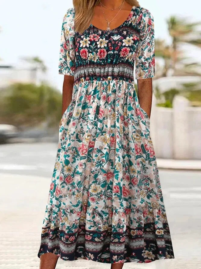 Patricia™ | short-sleeved  Bohemian printed dress